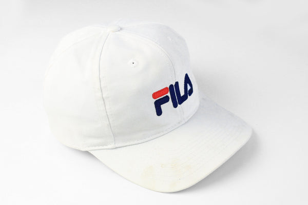 Vintage Fila Cap white big logo 90s retro sport hat