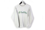 Vintage Lotto Sweatshirt Medium white big logo green Italian Sports Design 90's crewneck