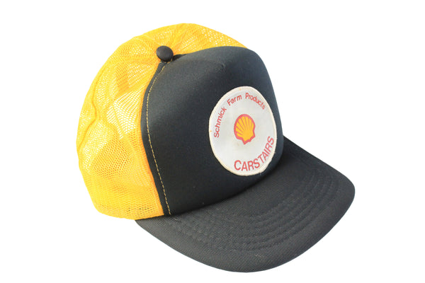 Vintage Shell Trucker Cap black yellow big logo 90s retro sport racing hat