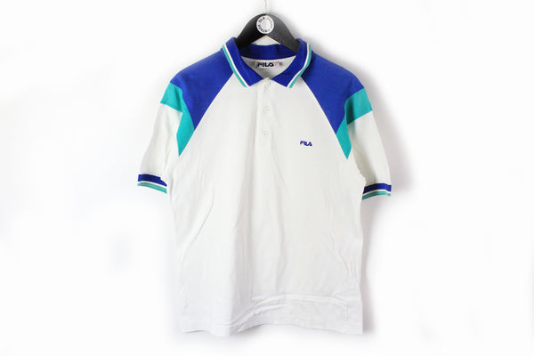 Vintage Fila Polo T-Shirt Medium white blue 90's tennis tee