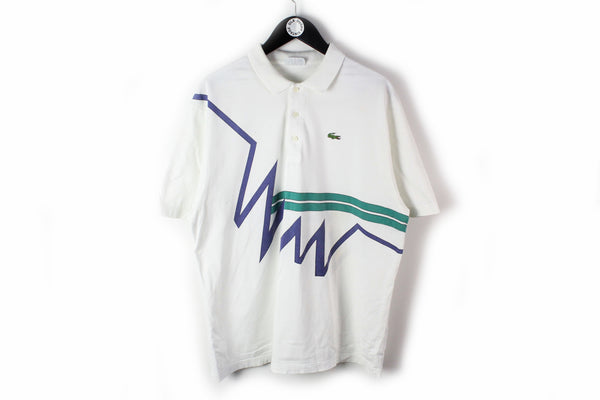 Vintage Lacoste Polo T-Shirt Large white 90's retro style cotton tee