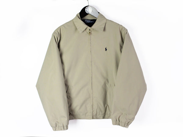 Vintage Ralph Lauren Jacket Women's Large beige 90's full zip retro style USA windbreaker