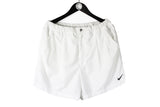 Vintage Nike Shorts Large / XLarge size men's white sport wear above the knee length 90's style athletic outfit running swoosh USA brand