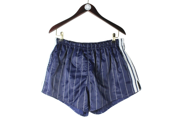  Vintage Adidas Shorts XLarge blue striped pattern 80s made in Yugoslavia classic shorts