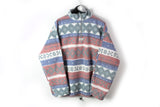 Vintage Fleece 1/4 Zip XLarge multicolor 90s abstract pattern beautiful cozy sweater