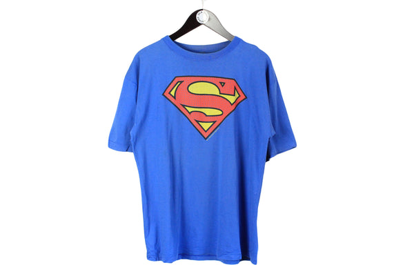 vintage 1994 SUPERMAN DC Comics blue t-shirt big logo Size L men rare 90s 80s hipster cartoon cinema retro oversized collactable summer tee