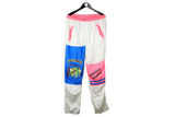 Vintage Bermuda Triangle Track Pants XLarge size men's multicolor bright white pink sport wear big logo authentic athletic street style 90's 80's clothing hipster outfit