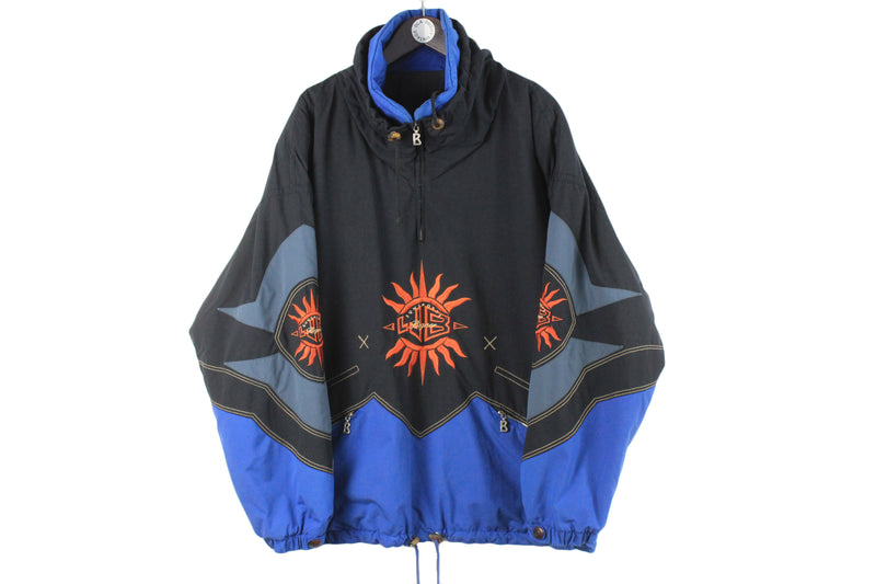 Vintage Bogner Anorak Jacket XLarge black blue 90s retro Sun  Sun Sports Ski style windbreaker outdoor extreme winter jacket