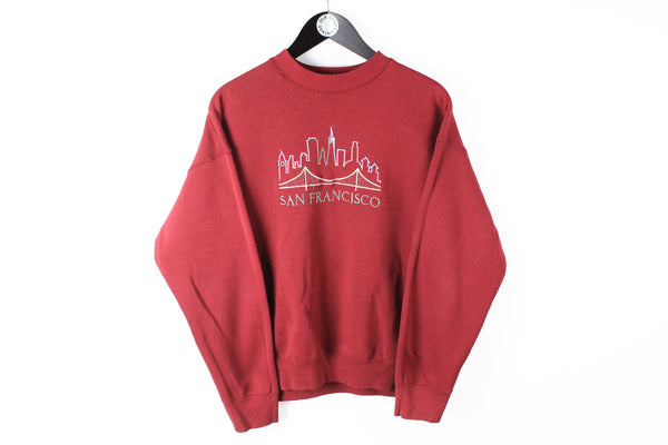 Vintage San Francisco Sweatshirt Medium red embroidery big logo 90's crewneck jumper made in USA Fruit of the Loom