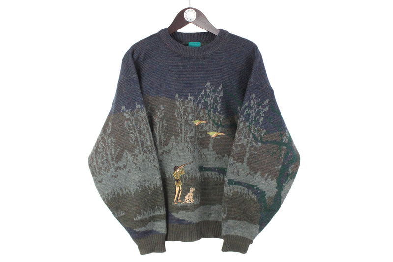 Vintage Canda Sweater Medium wool hunter logo 80s 90s retro classic pullover crewneck jumper