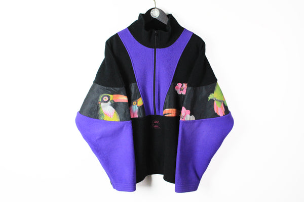 Vintage Fleece Half Zip XLarge multicolor abstract pattern 90s sport style outdoor sweater