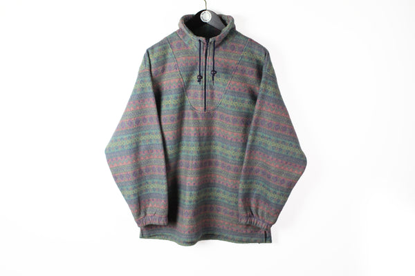 Vintage Fleece Half Zip Large abstract pattern 90s sport style ski outdoor sweater