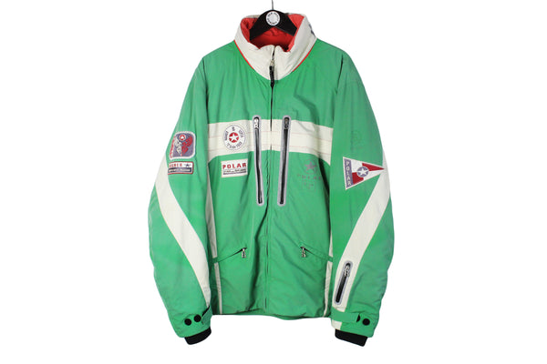 Vintage Bogner Jacket XXLarge size men's luxury full zip winter coat green bright warn ski mountains outfit extreme styel rare retro 90's 80's clothing
