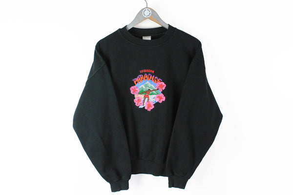 Vintage Bogner Hawaiian Paradise Sweatshirt men's Small size black big embroidery logo