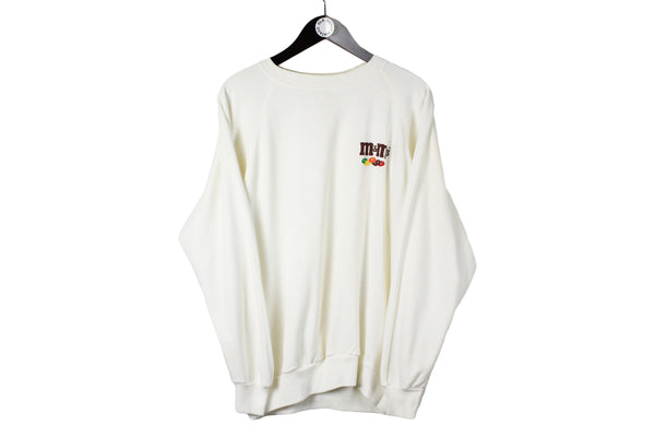 Vintage M&M’s Sweatshirt Large size beige front logo basic pullover street style long sleeve crewneck oversize unisex basic outfit