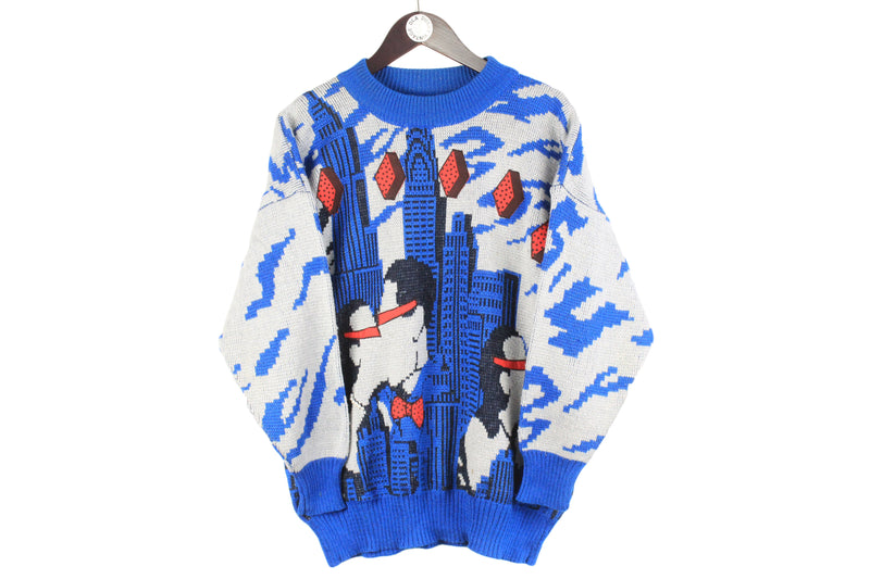 Vintage Sweater Women's Large retro pattern 90s beautiful print jumper