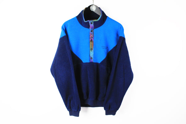 Vintage Fleece Snap Buttons Medium blue spejder sport North Cape 90's ski sweater