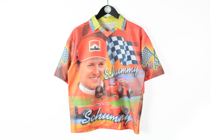 Vintage Ferrari T-Shirt Medium Michael Schumacher Schummy Marlboro nylon polo shirt
