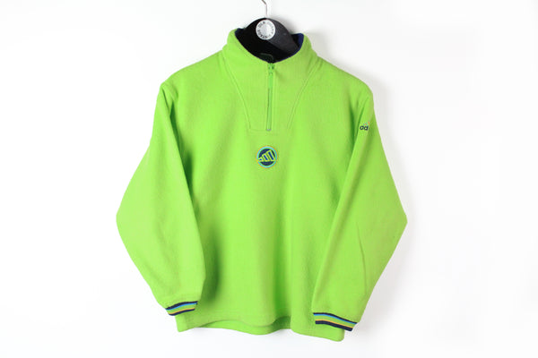 Vintage Adidas Fleece Half Zip Kids 140 neon green winter ski style sweater 90's 