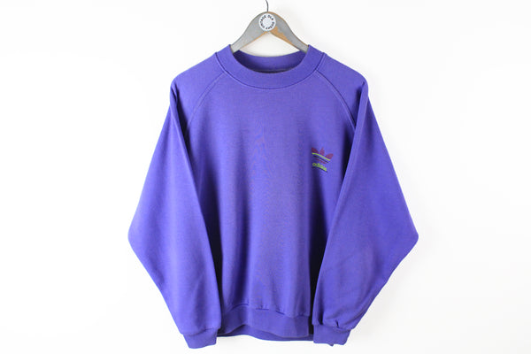 Vintage Adidas Sweatshirt Medium purple small logo 90s sport jumper