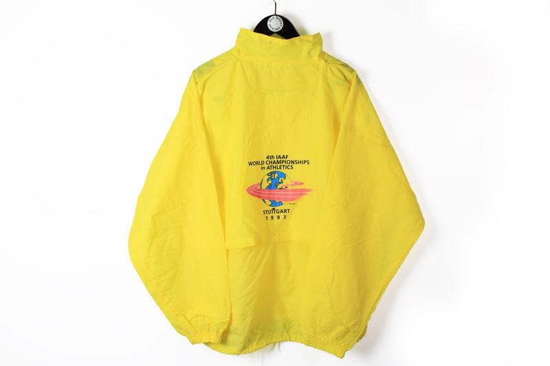 Vintage Reebok Stuttgart 1993 Jacket XLarge yellow windbreaker running 90s jacket