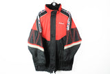 Vintage Diadora Jacket Large red black full zip snap button 90's retro style windbreaker
