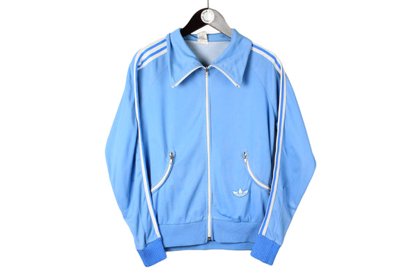 Vintage Adidas Track Jacket Small size men's sport wear light wear blue full zip 80's 90's style big logo windbreaker authentic athltic training retro clothing