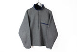 Vintage L.L.Bean Fleece Half Zip Medium gray 90s sport streetstyle made in USa