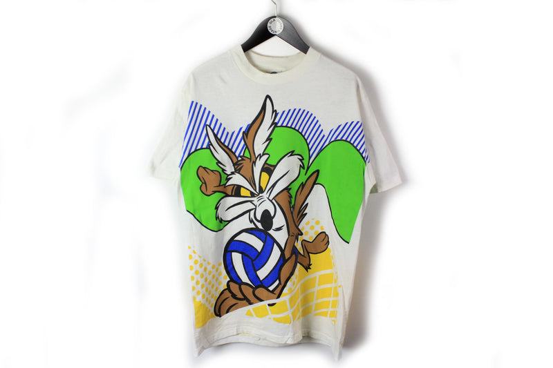 Vintage Acme Coyote T-Shirt Large white custom Volleyball 90's retro style Acme Clothing cartoon cotton shirt
