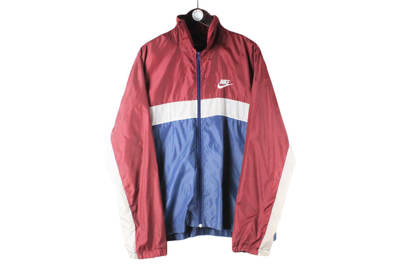 Vintage Nike Track Jacket XLarge red blue 90s retro sport windbreaker