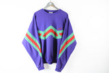 Vintage Adidas Sweatshirt XLarge / XXLarge 90s sport purple green red multicolor rare athletic jumper