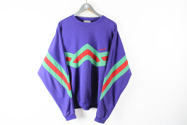 Vintage Adidas Sweatshirt XLarge / XXLarge 90s sport purple green red multicolor rare athletic jumper