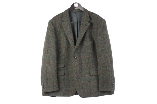 Vintage Harris Tweed Blazer XXLarge Luigi Morini 90s retro wool heavy jacket