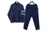 Vintage Nike Tracksuit Medium navy blue big logo 90's sport style windbreaker full zip 