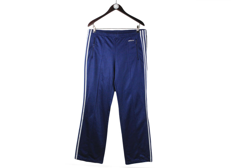 Vintage Adidas Track Pants Large size men's classic blue sport wear full length logo authentic athletic street style 90's 80's clothing training outfit