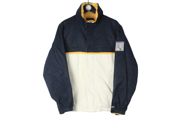 Vintage Nautica Reversible Jacket Medium size men's double sided winter coat warm windbreaker streetwear style basic 90's style outdoor bright yellow