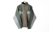 Vintage Fleece Half Zip Large gray green 90s outdoor ski sweater retro style streetwear jumper