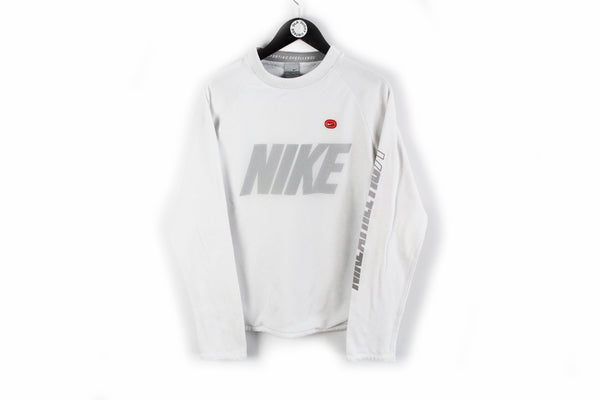 Vintage Nike Sweatshirt Medium / Large white big logo 00s white sport style crewneck long sleeve tee