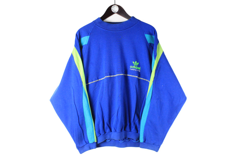 Vintage Adidas Torsion Sweatshirt Medium blue small logo 90s retro crewneck jumper 