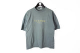 Vintage Hermes Bootleg Embroidery Logo T-Shirt Medium gray big logo 80s tee basic crew neck