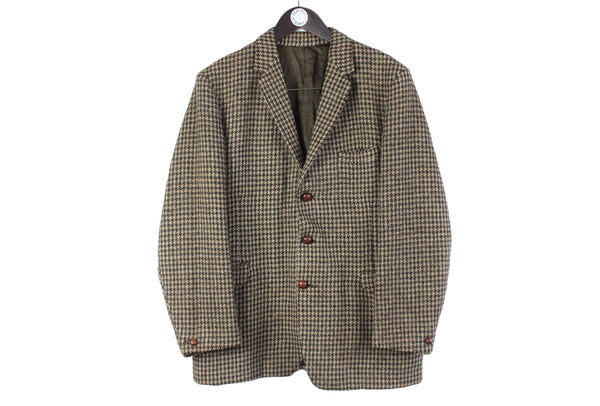 Vintage Harris Tweed Blazer XLarge wool plaid 90s retro classic heavy jacket