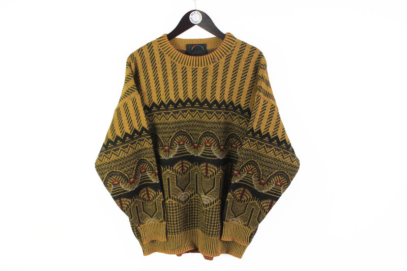 Vintage Bogner Sweater Medium made in West Germany multicolor yellow brown 80's jumper