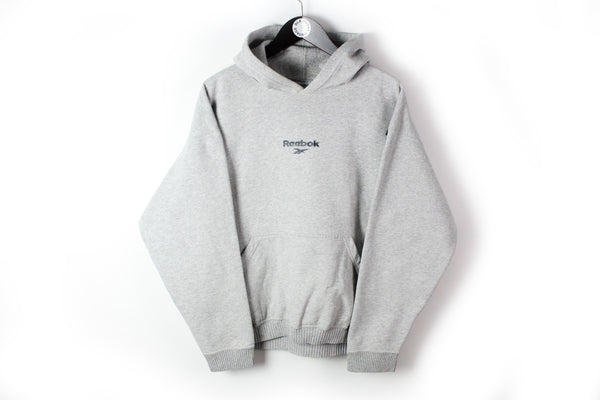 Vintage Reebok Hoodie Small gray small front center logo 90s sport style jumper hooded