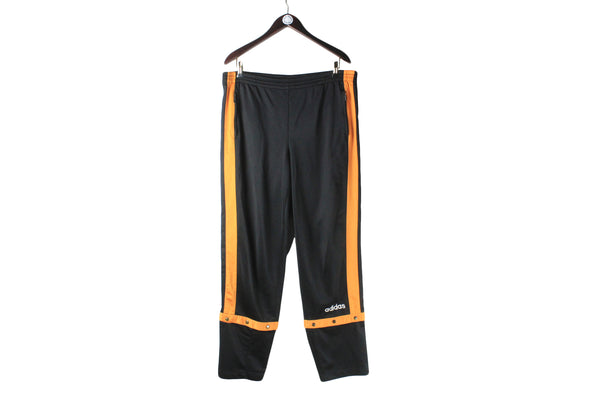 Vintage Adidas Track Pants Medium black orange 90s retro sport trousers classic basketball style