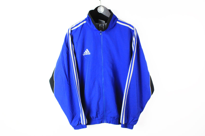 Vintage Adidas Track Jacket Large windbreaker full zip blue 90's retro style 