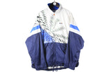 Vintage Ellesse Track Jacket XLarge white blue 90s retro tennis windbreaker