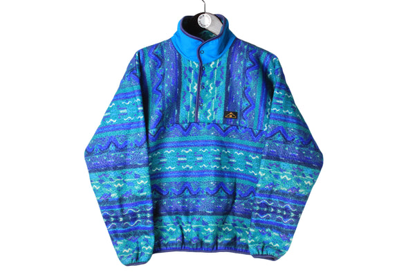 Vintage Fleece Small size men's outdoor sweater half zip warm bright colorway blue sweatshirt ski sport athletic wear 90's style outfit retro clothing long sleeve unisex sweat extreme