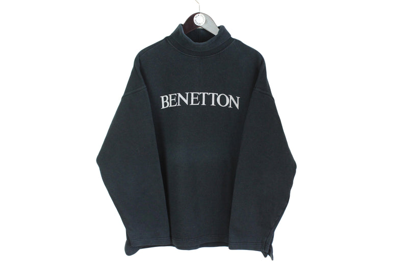 Vintage United Colors of Benetton Turtleneck Sweatshirt Medium / Large big logo pullover warm sweatshirt 90's style retro wear authentic street style brand rare clothing