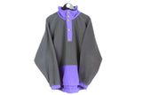 Vintage Adidas Fleece XLarge half zip multicolor warm outdoor 90's style jumper gray purple long sleeve retro wear