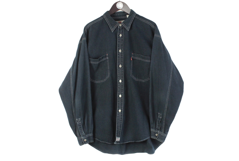 Vintage Levi's Denim Shirt XLarge black 90s retro classic jean blouse oversize 